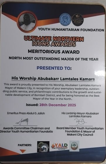 *Makeni City Council Congratulates the Mayor and Chief Administrator on Their Prestigious Ultimate Northern Icons Awards*